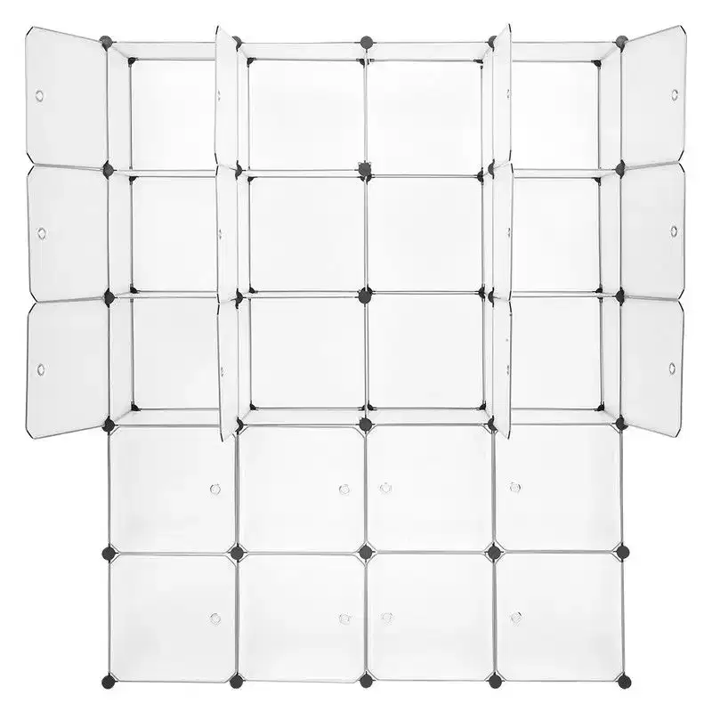 Karl Home 20-Cube Modular Closet Wardrobe with 1 Hanging Rod, 5-Tier DIY Plastic Storage Organizer White
