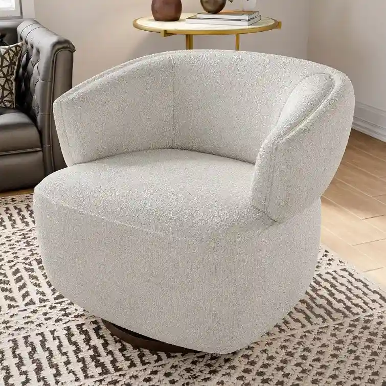 Fully Assembled Upholstered Swivel Barrel Chair