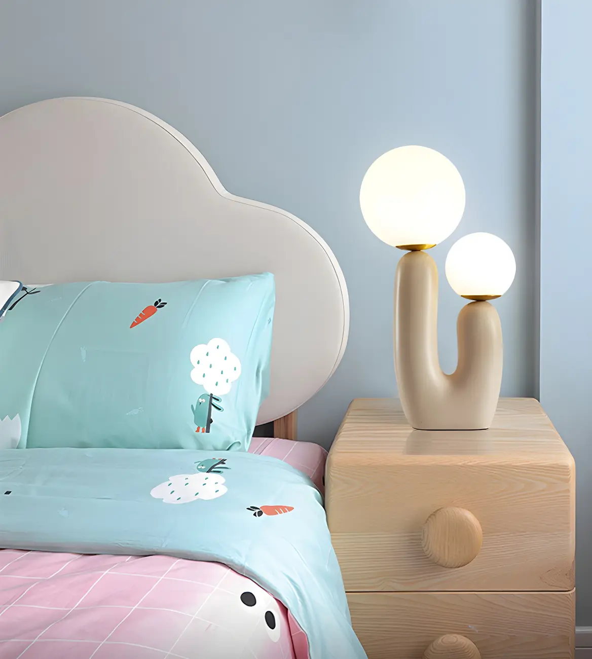 Pink Resin Cactus Globe Glass Table Lamp