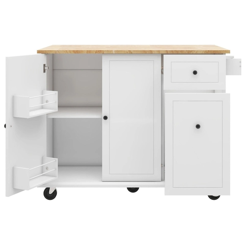 Merax 53.9 Width Rolling Kitchen Cart on Wheels with Drop Leaf