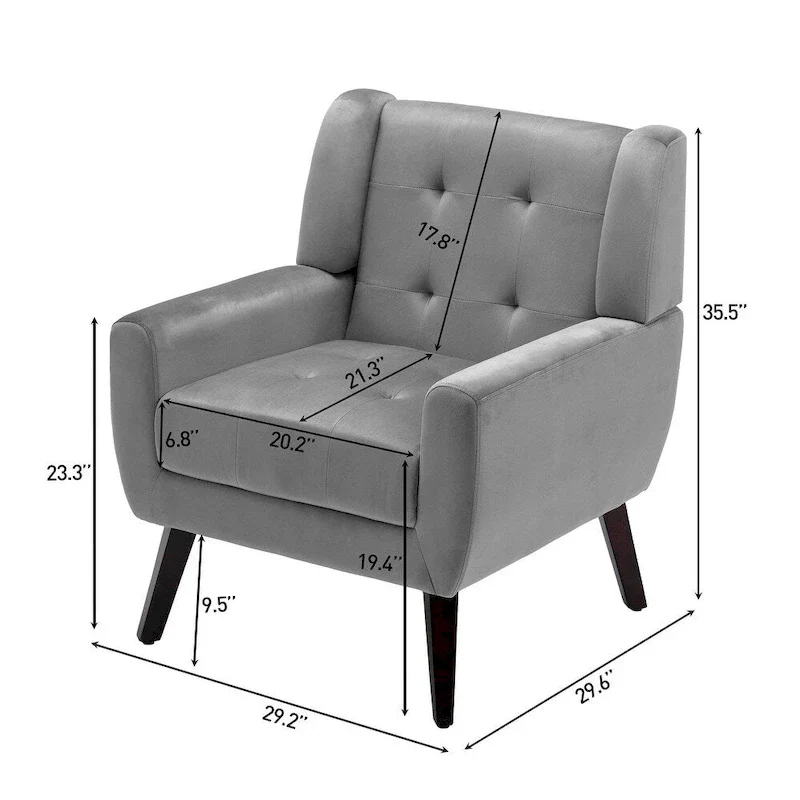 Tufted Upholstered Armchair with Wood Legs