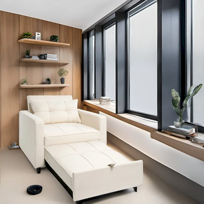 3-in-1 Convertible Recliner Chair Bed with Foldable Lounge