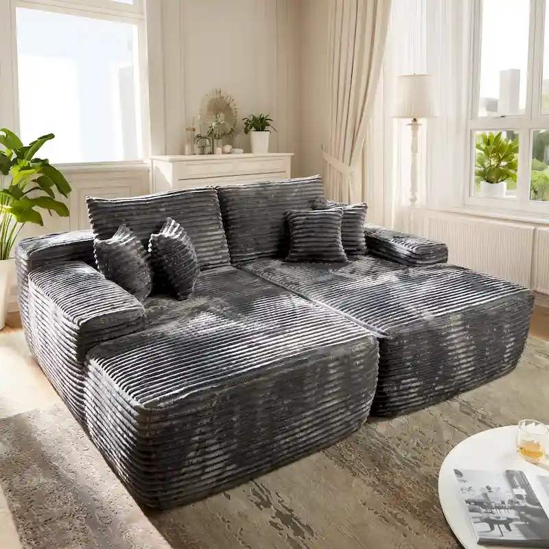 Long Plush Double Chaise Sofa