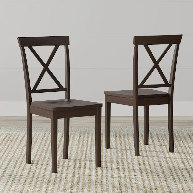 3-Piece Dining Set, 42 Round Drop-Leaf Table and X-Back Chairs