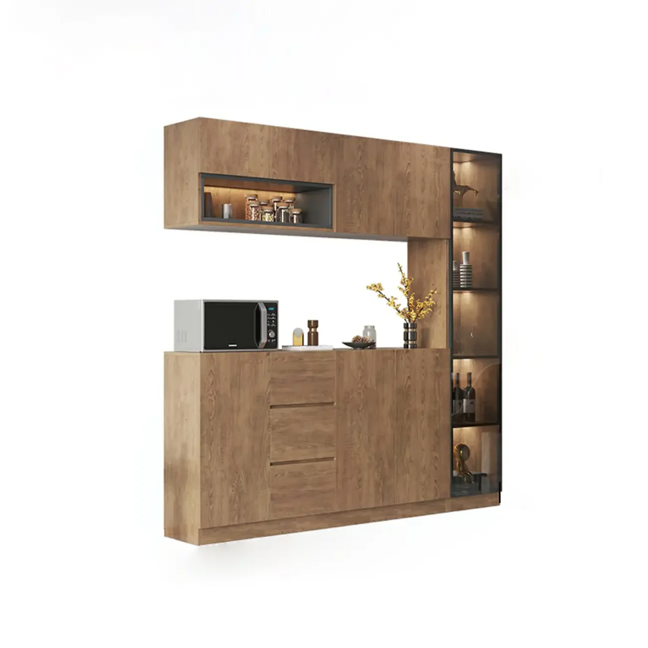 Modern Wooden Sideboard with Drawers & Shelves & Cabinets