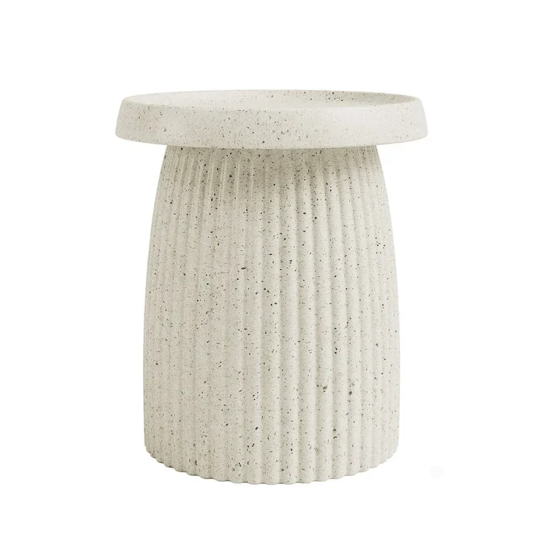 Side Table Indoor/Outdoor Stone White w/ Gold Flakes