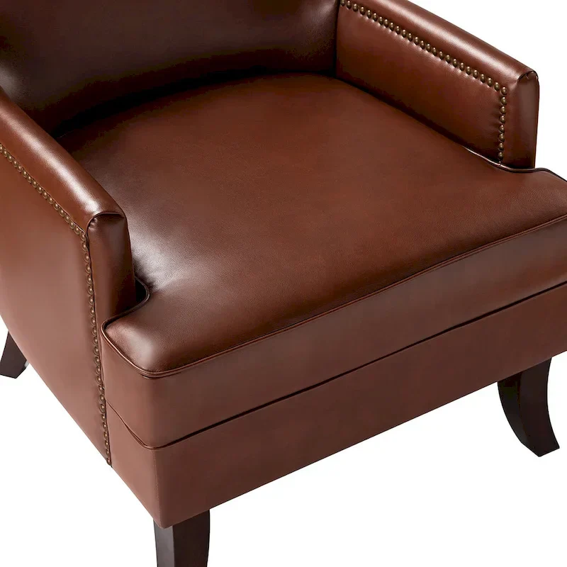 Angeles Mid-century Modern Ergonomic Vegan Leather Armchair with Wingback Set of 2 by HULALA HOME