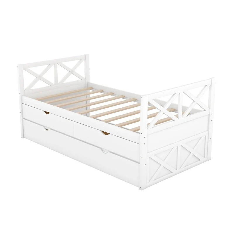 White Pine Twin Daybed with Drawers and Trundle