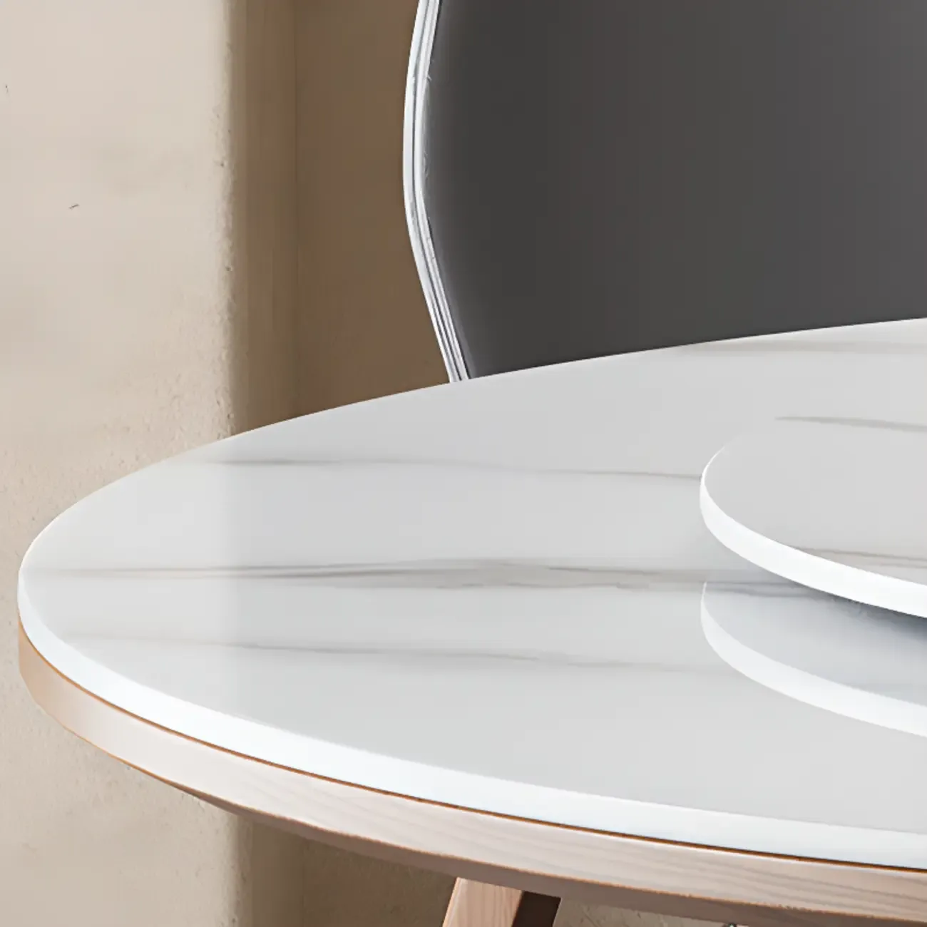 Modern white wood rotating round dining table