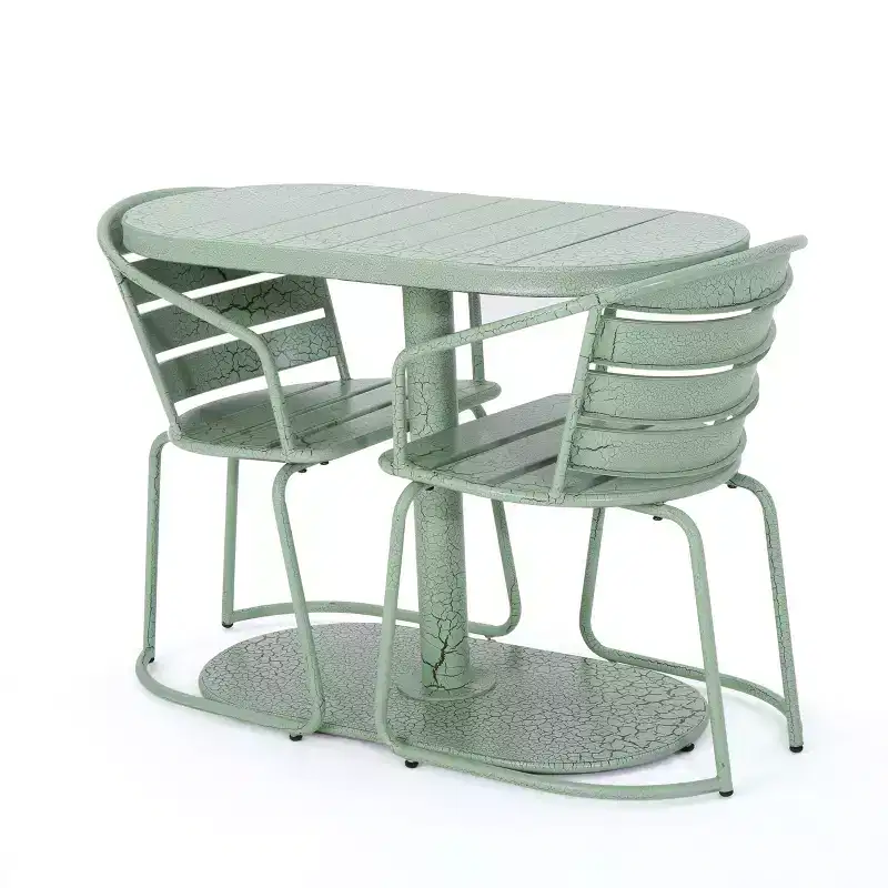 Christopher Knight Home Porto Outdoor Modern 3 Piece Iron Oval Table Bistro Set