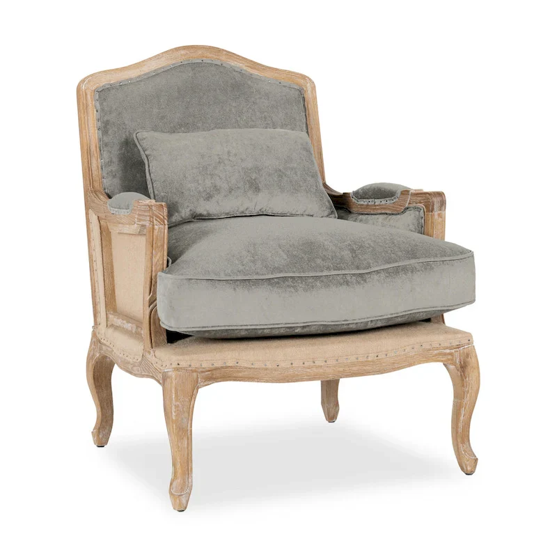 Classic Home Brittani Upholstered Grey Arm Chair - 38Hx29Wx31D