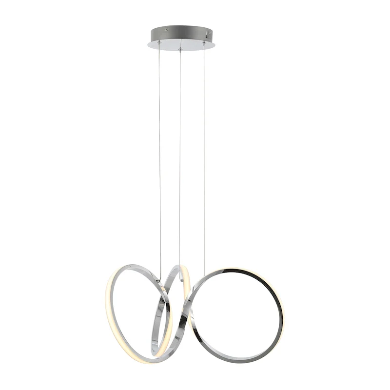 Alden 24  1-Light Contemporary Minimalist Aluminum Ribbon Integrated LED Pendant, Chrome/Silver by JONATHAN Y