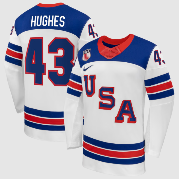 Quinn Hughes White US Hockey 2026 Away Jersey