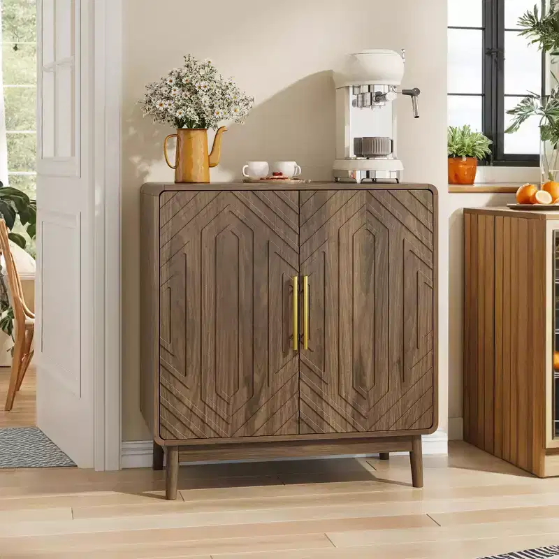 31 Sideboard Buffet Cabinet, Accent Coffee Bar Cabinet with Adjustable Shelf, Entryway Console Table