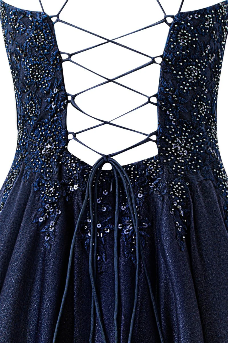 Navy Blue A-line Chiffon Short Homecoming Dress