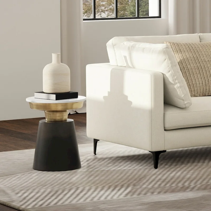 Contemporary 16 inch Wide Metal Side Table in Black, Gold - 16D x 16W x 19.5H