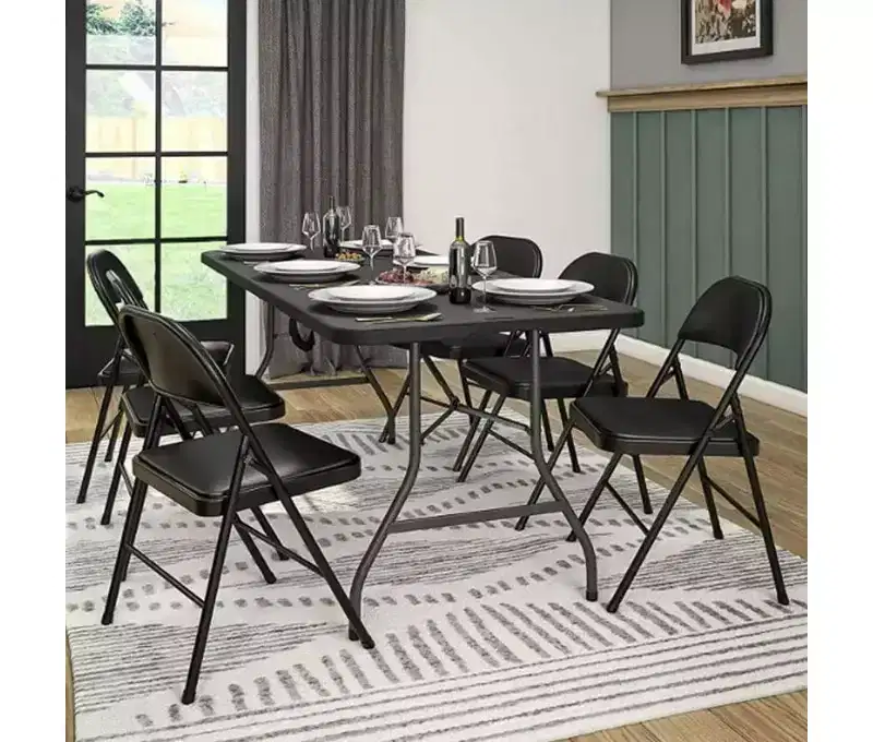 SUGIFT Folding Chairs with Padded Seats 6 Pack Black Metal Padded Folding Chair with Steel Frame for Events Office Wedding Party - 330 lb Capacity