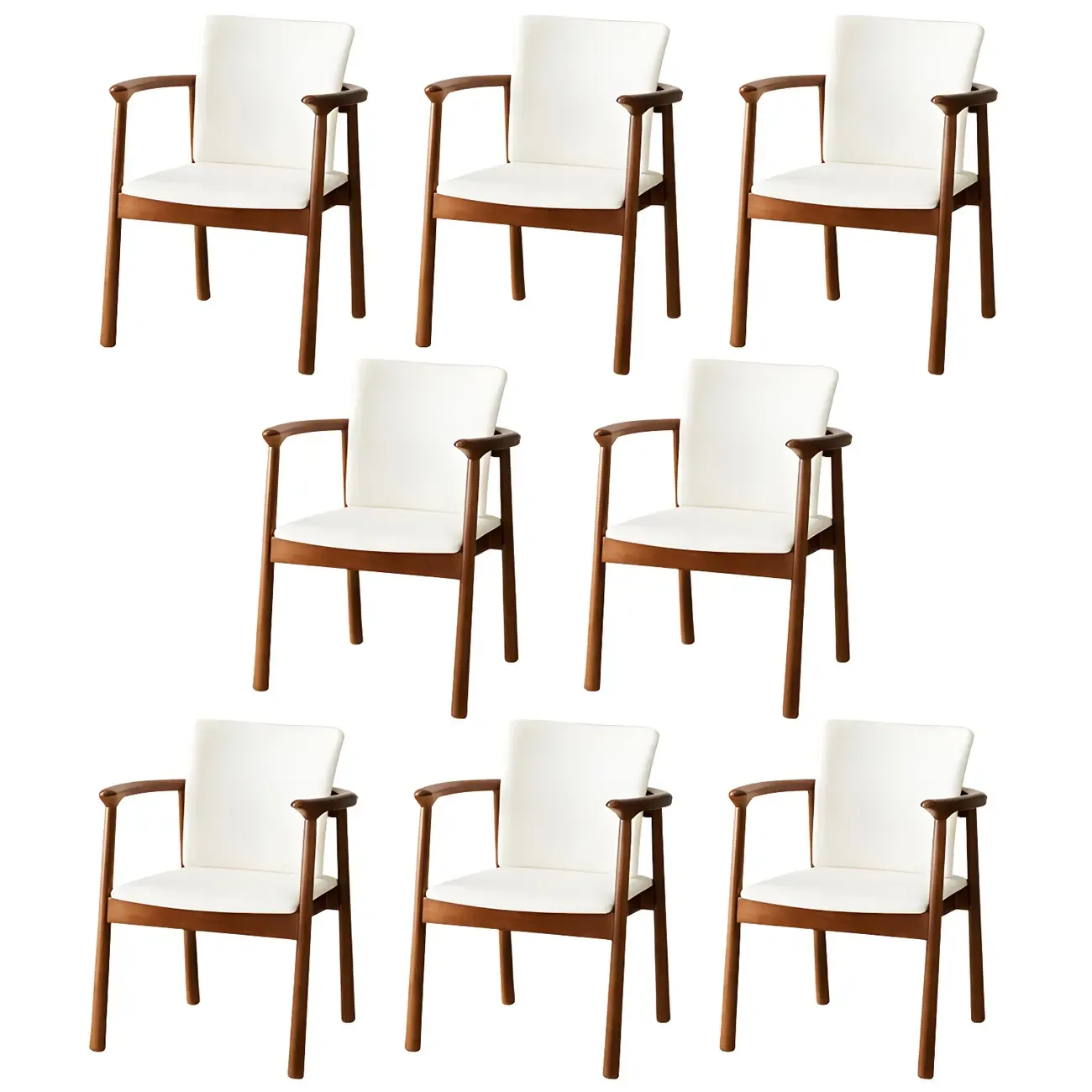 Modern Upholstered Rubberwood Arm Dining Chair Set of 2
