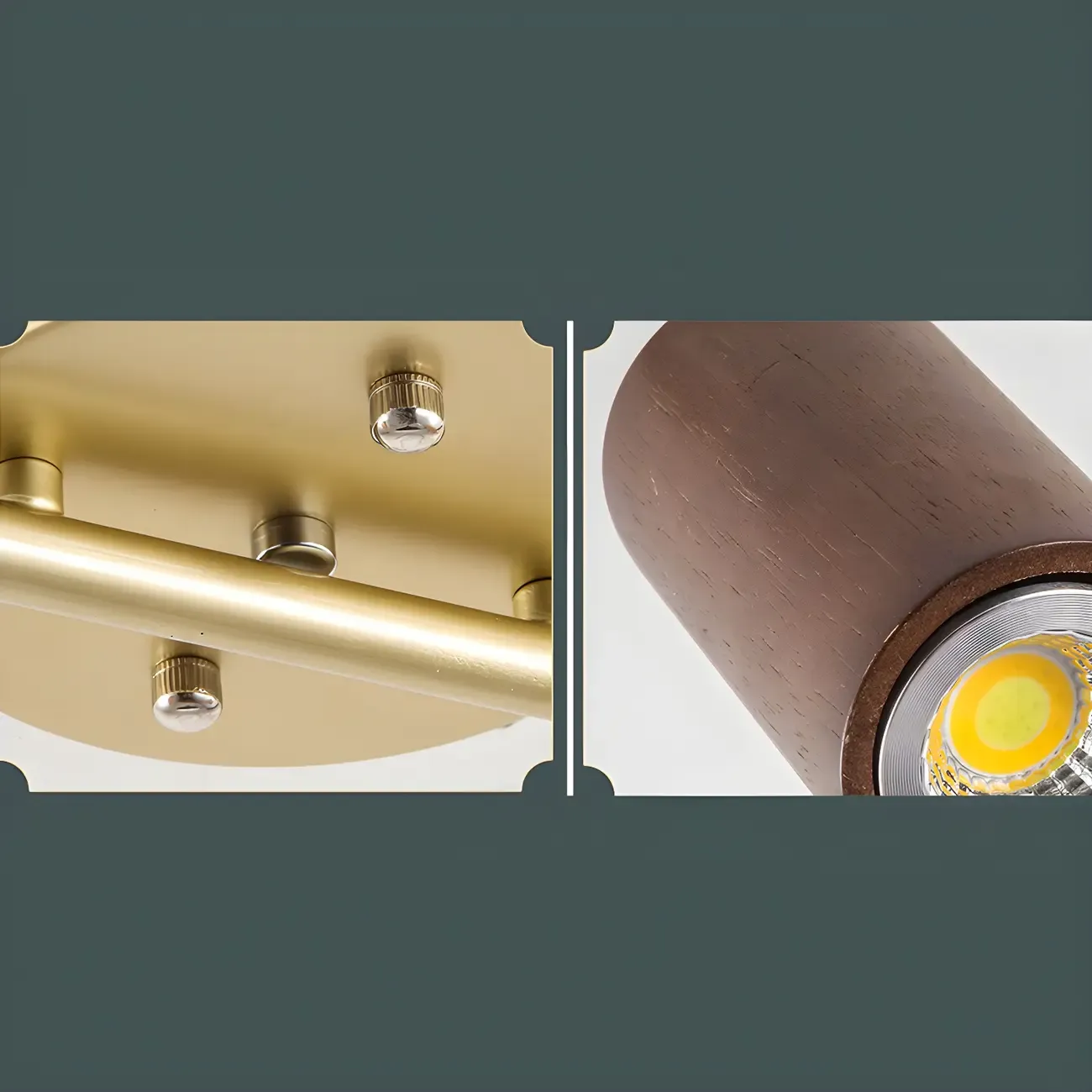 Modern Rubber Wood Brown Semi Flush Mount Track Light