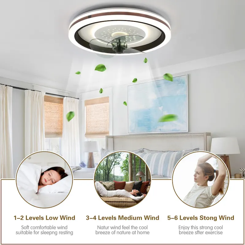 Cusp Barn 19-inch Modern Low Profile Smart Ceiling Fan with Lights and APP Remote Control Flush Mount Dimmable LED Ceiling Light