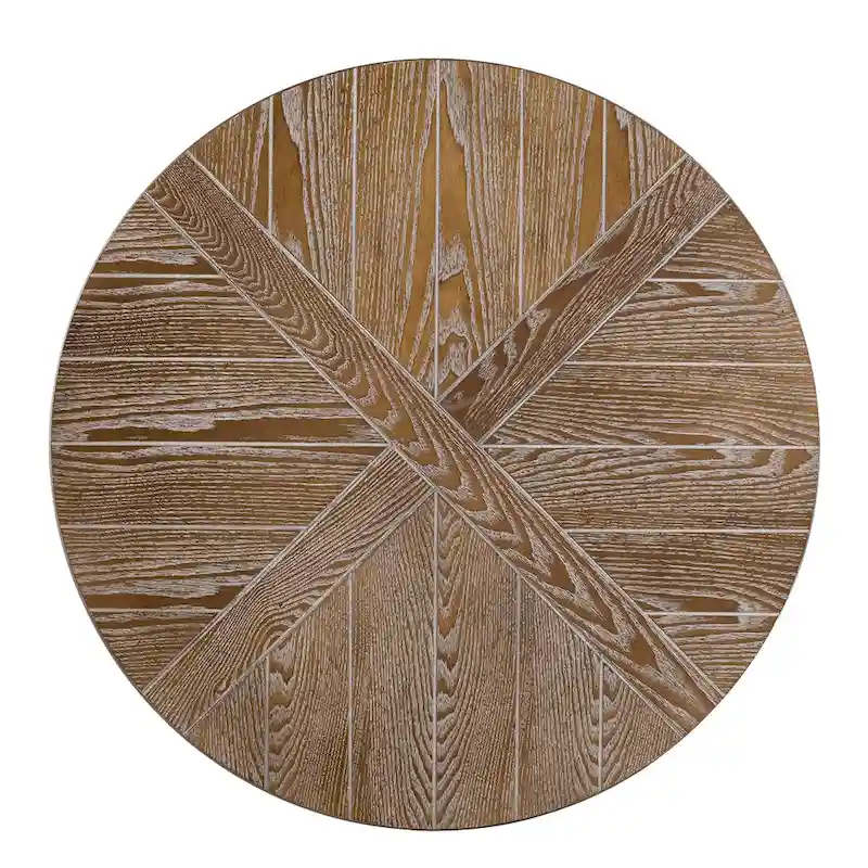 SEI Furniture Kenya Industrial Rustic Round Wood Coffee Table with Shelf