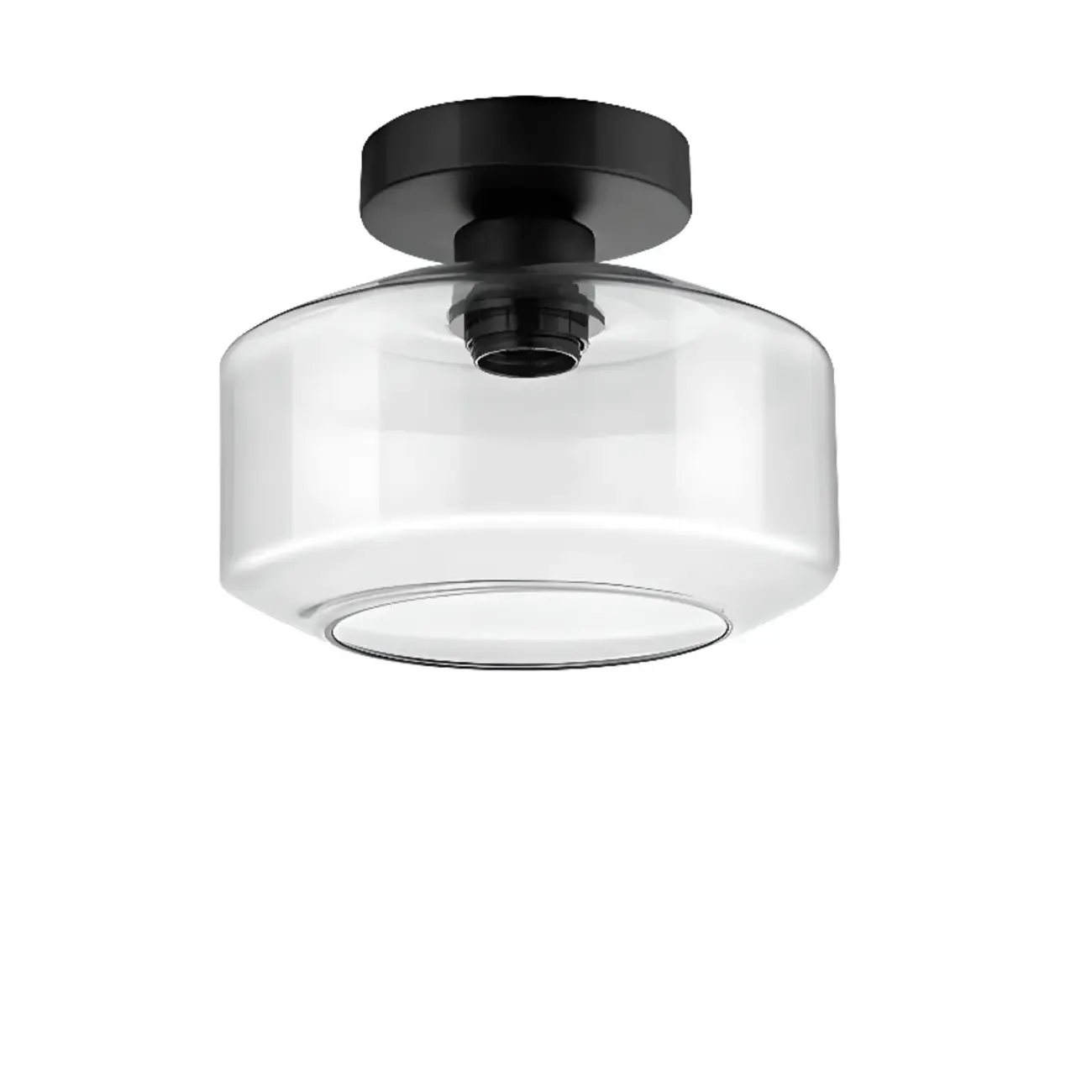 Hallway Industrial Clear Glass Semi Flush Ceiling Light