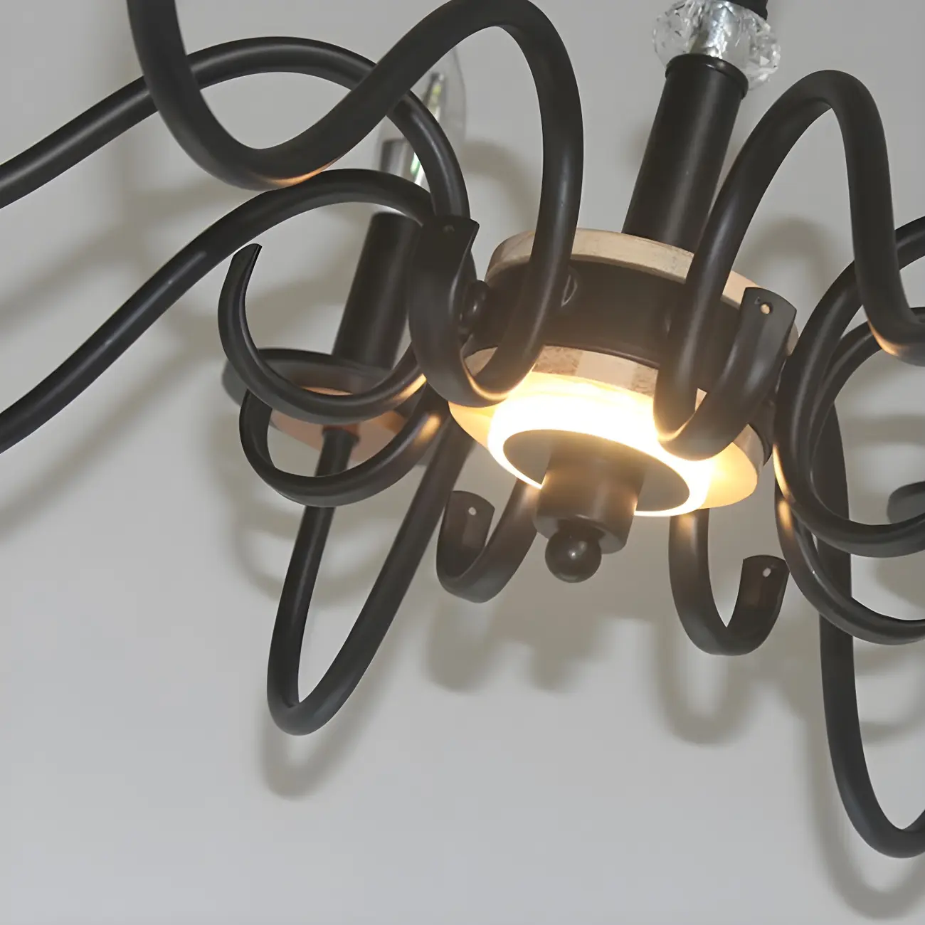 Traditional Rustic Black Metal Candle Chandelier