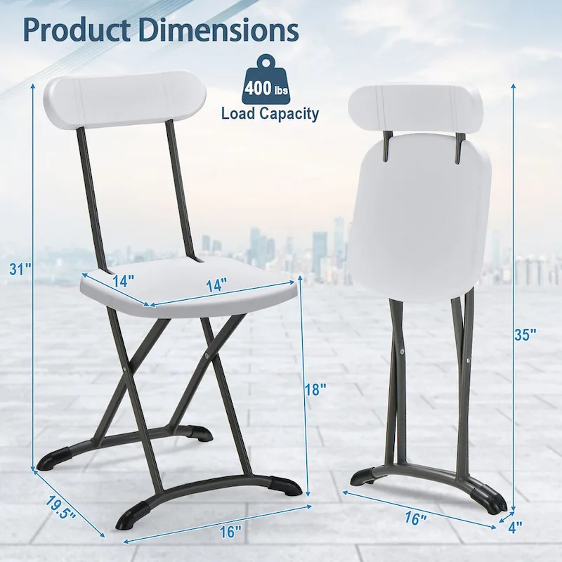 Gymax 4-Pack Folding Chair w/ Metal Curved Feet Wide Seat & Ergonomic