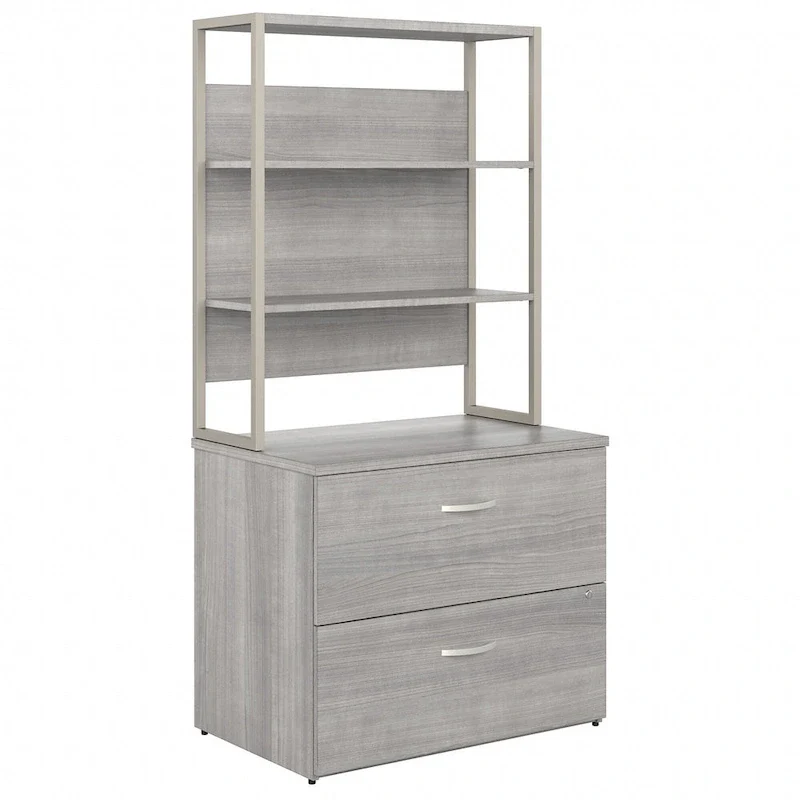 2-Drawer Lateral File Cabinet with Open Shelves