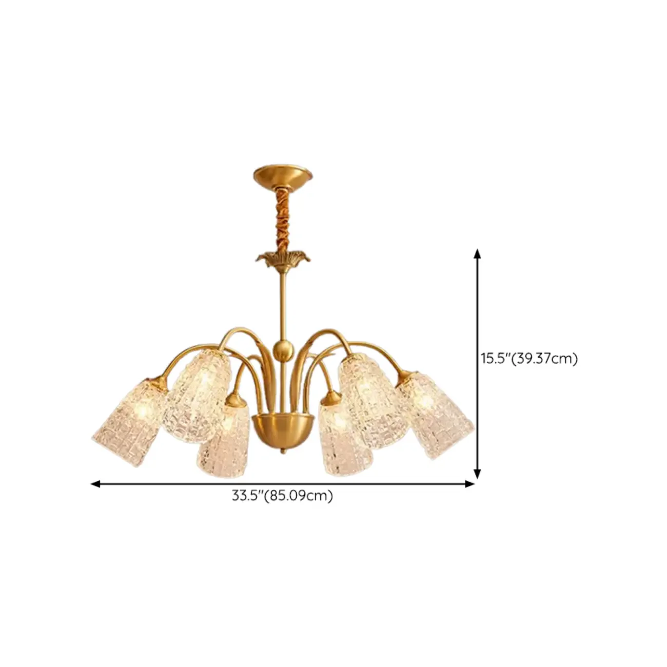 Elegant Gold Downward Crystal Bell Chandelier