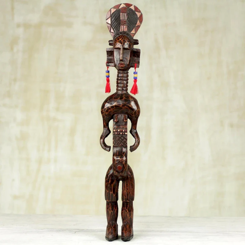 Handmade Warrior Wood statue (Ghana) - 56 x 13 x 11