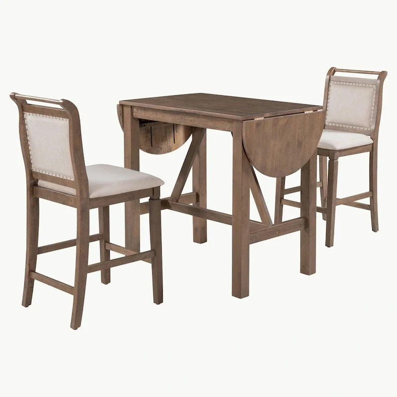 3-Piece Drop Leaf Dining Table Set with 2 Chairs