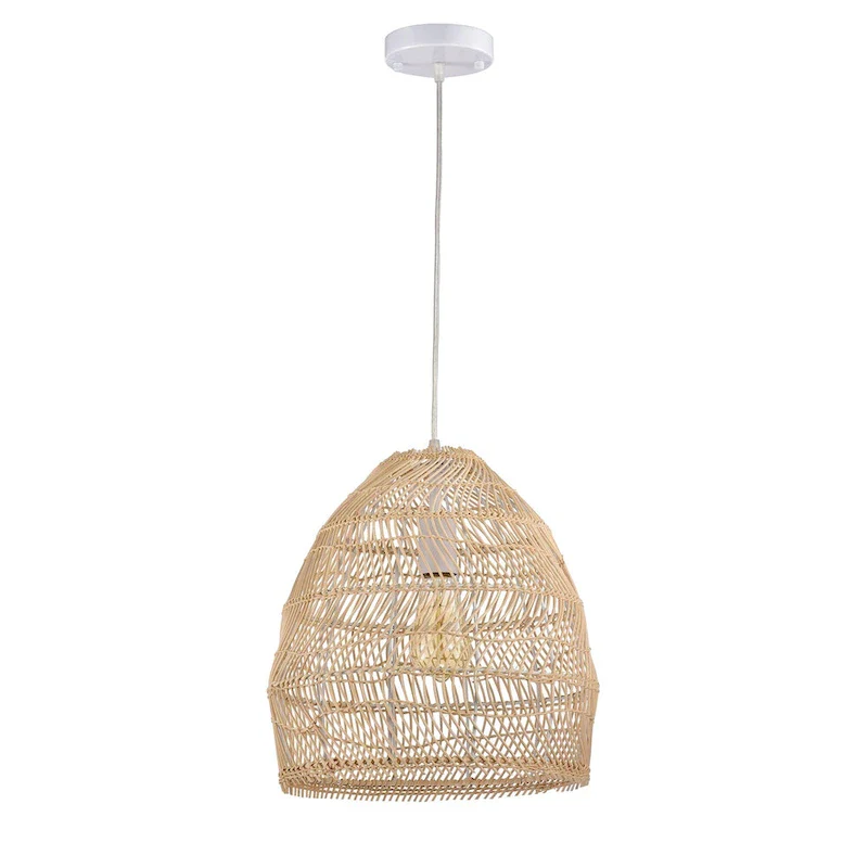 Theo Cream 1-Light Rattan Dome Basket Pendant Light
