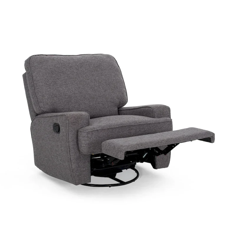 Charcoal/Navy Tweed Traditional Glider Recliner with Swivel, 1-Person
