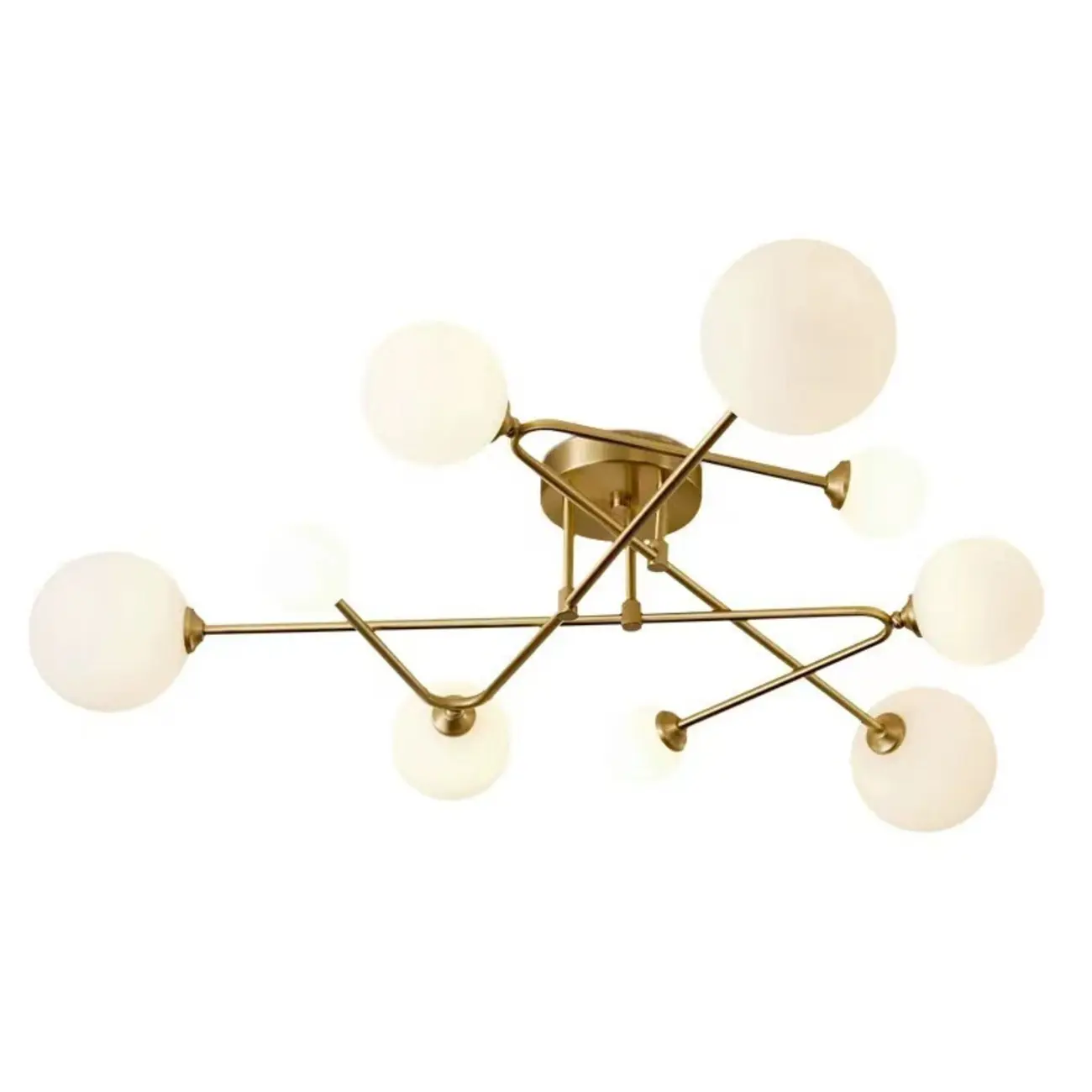 Modern Large Gold Glass Globe Semi Flush Ceiling Lights