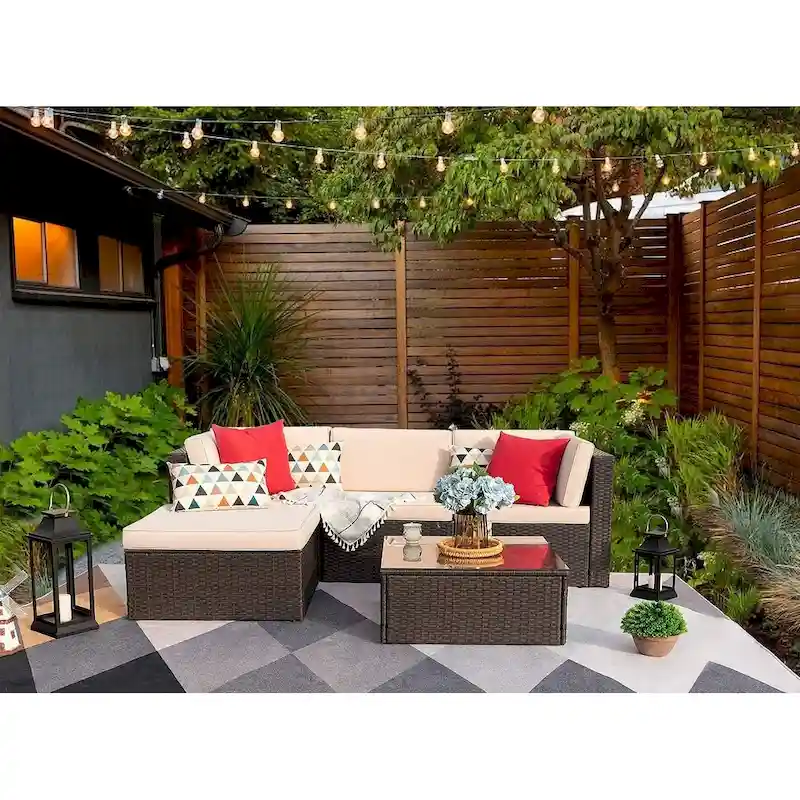 5 Pieces Patio Furniture Set Outdoor Sectional Sofa Outdoor Furniture