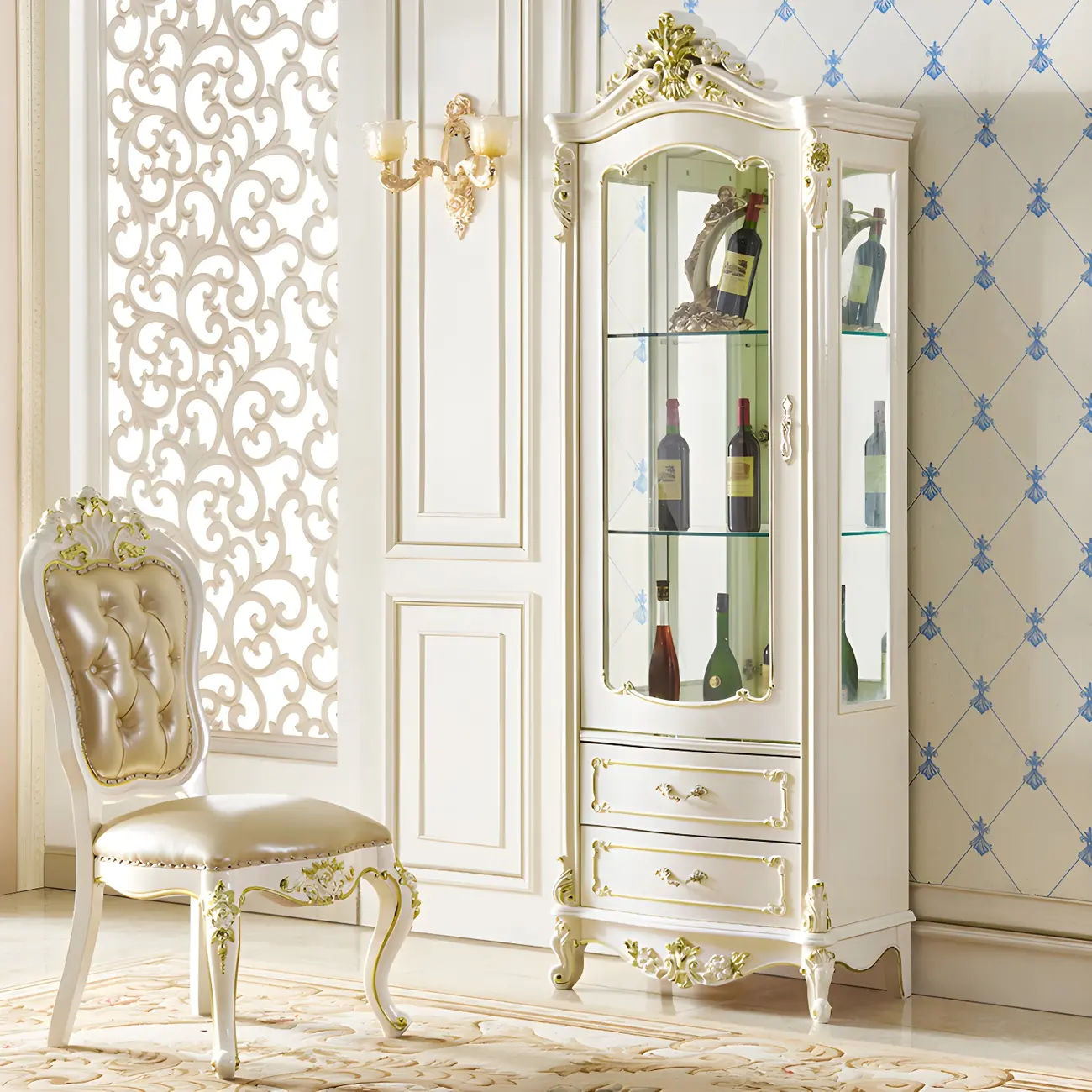 Traditional Solid Wood White Large Wine Rack