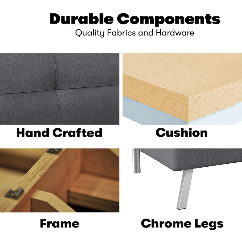 Convertible Sofa with Finger Guard – Sofa, Lounger & Full-Size Bed