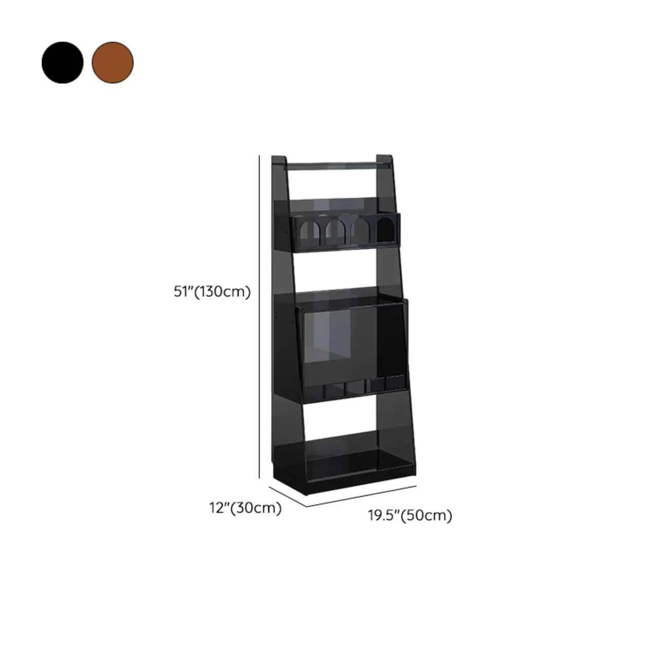 Narrow 4-Tier Black Acrylic Ladder Bookcase