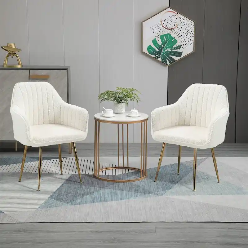 Accent Arm Chairs Set of 2 Upholstered Velvet Dining Chairs