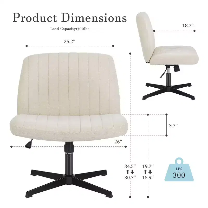 JIONJOY Fabric Adjustable Height Ergonomic Task Chair with Criss Cross Chair Legged