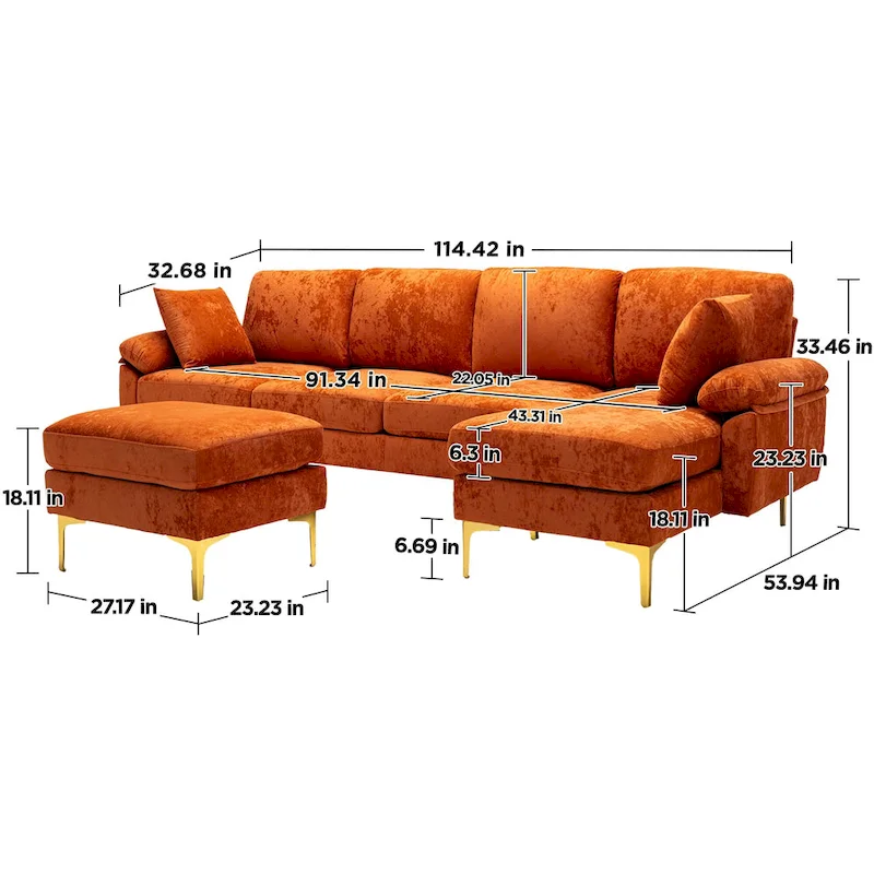 Kata 115 Sectional Sofa with Ottman