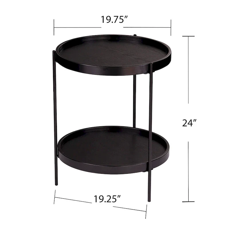 SEI Furniture Vaquero Round Modern Style w/ Shelf Wood Side Table