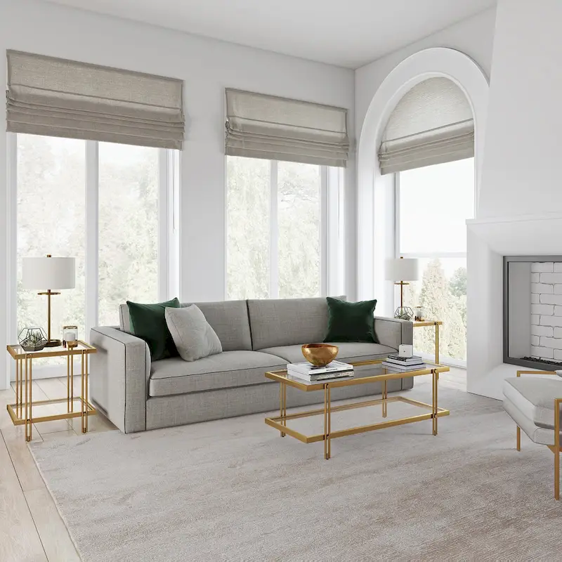 Inez Modern Steel and Glass Coffee Table