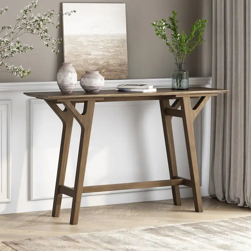 Grey / Walnut Mid-Century Console Table, 1-Piece