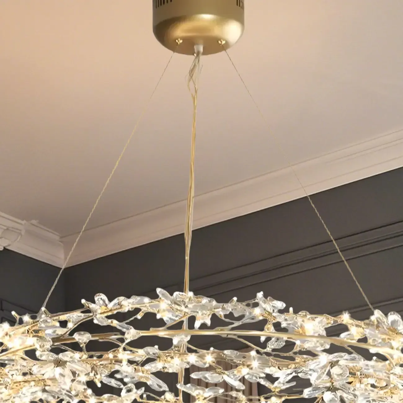 Modern Crystal Branch Chandelier with Adjustable Length