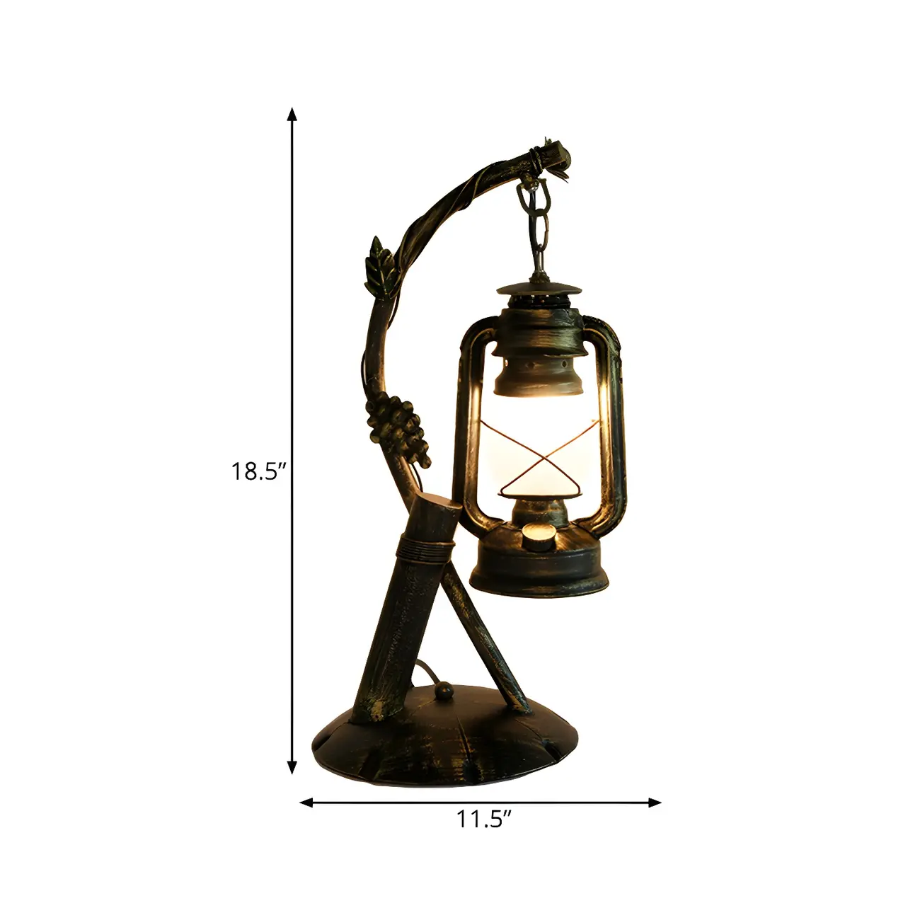 HomeyFad Industrial Rustic bronze Metal Lantern Table Lamp in Brass