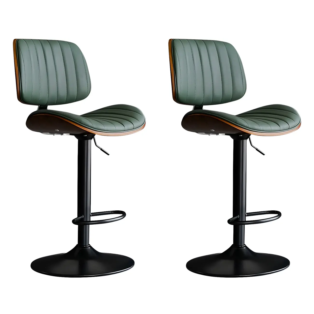 Modern Faux Leather Adjustable Swivel Bar Stools