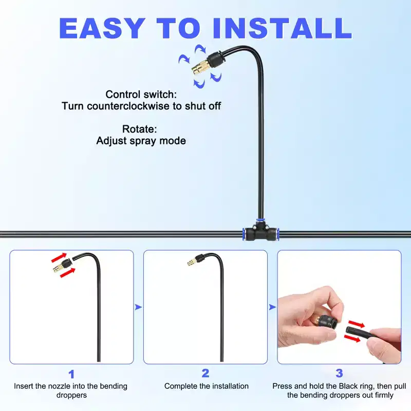 Unique Bargains M METERXITY Brass Durable Adjustable Multipurpose Misting Nozzle Tee 5 Sets