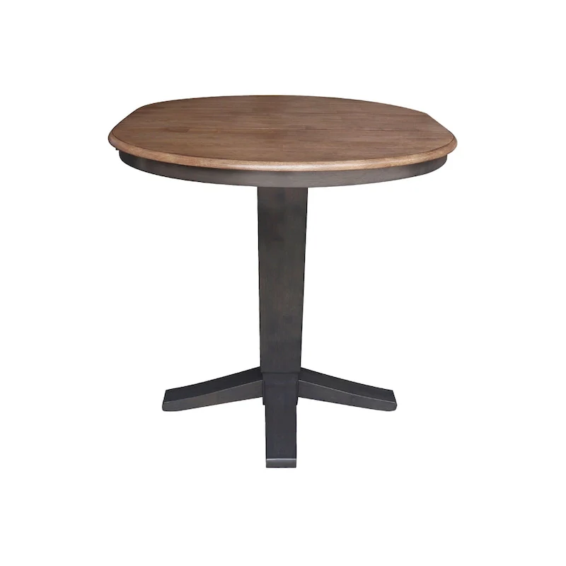 36 in Round Top Pedestal Counter Height Dining Table with 12 in Leaf